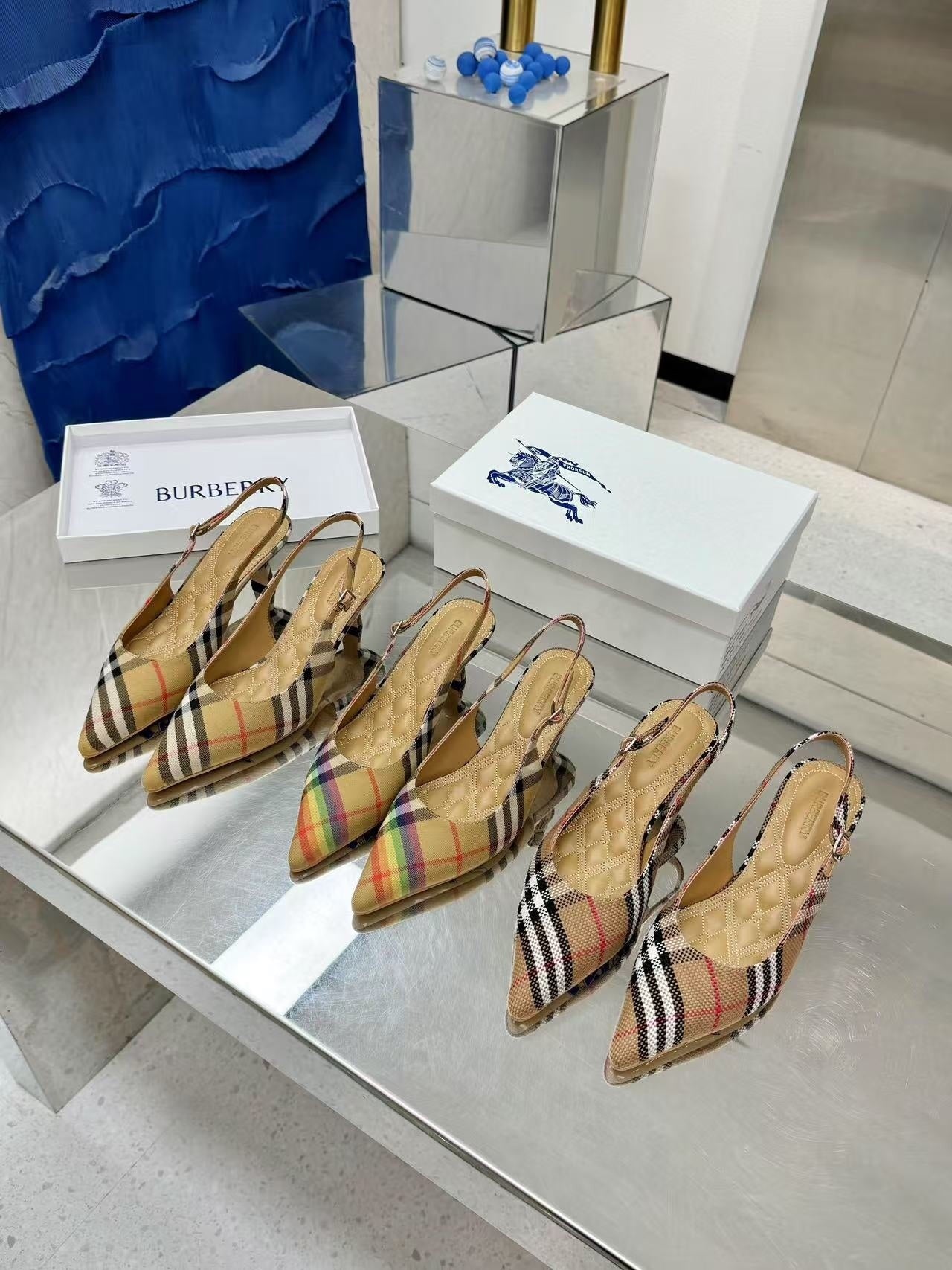Check Slingback Pumps
