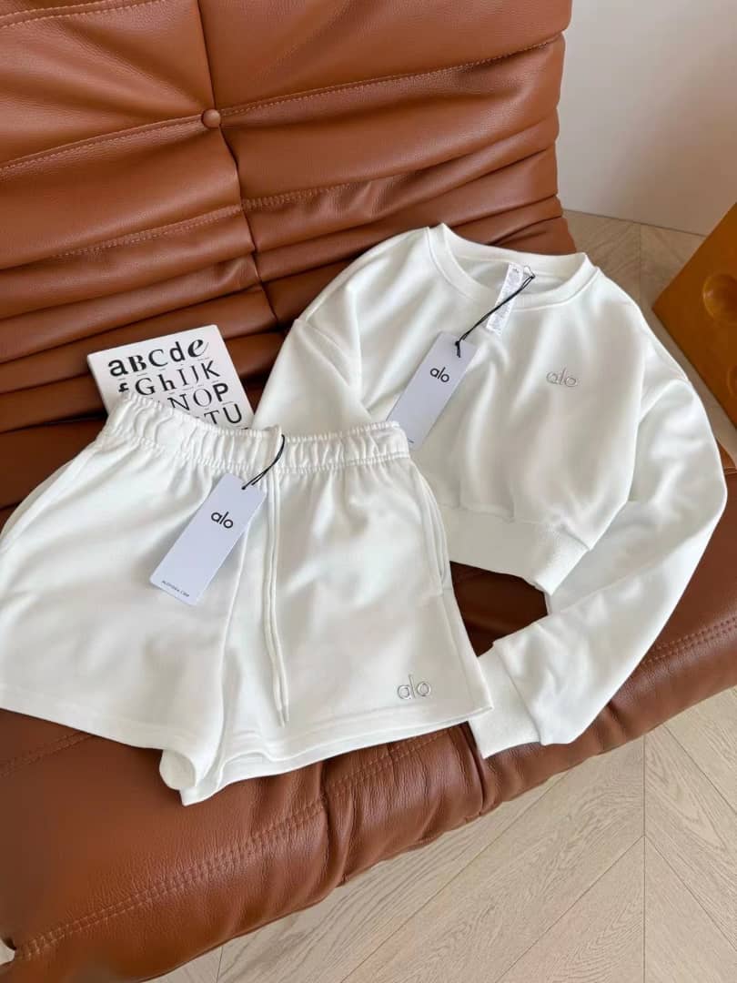 White matching shorts set