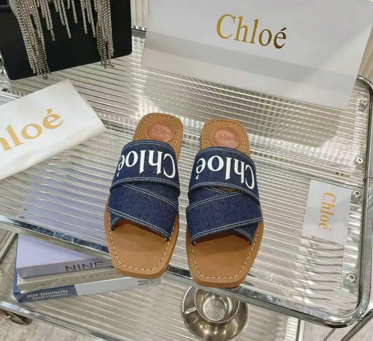 Woody Denim Mules