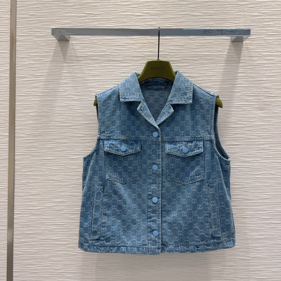 Blue denim shorts set