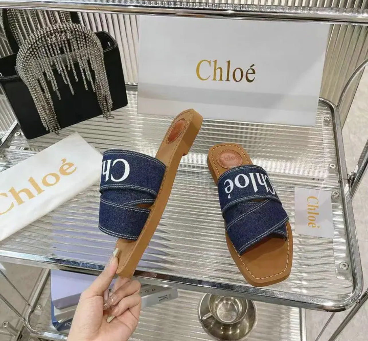 Woody Denim Mules