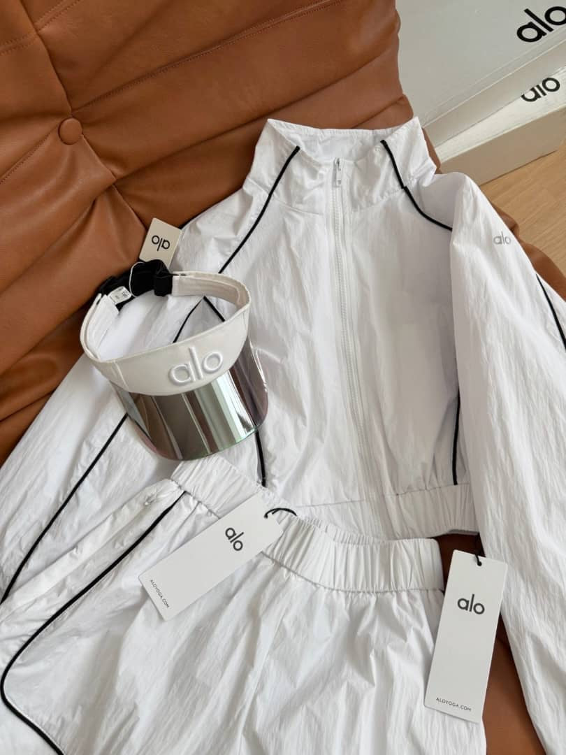 White, Black & Green Shorts Set