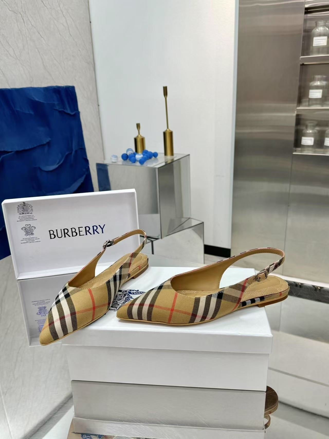 Check Slingback Pumps