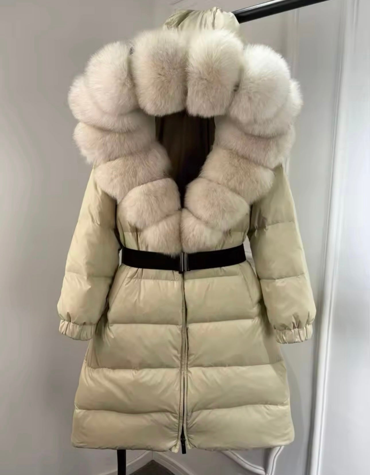 Cream fox fur coat in stock