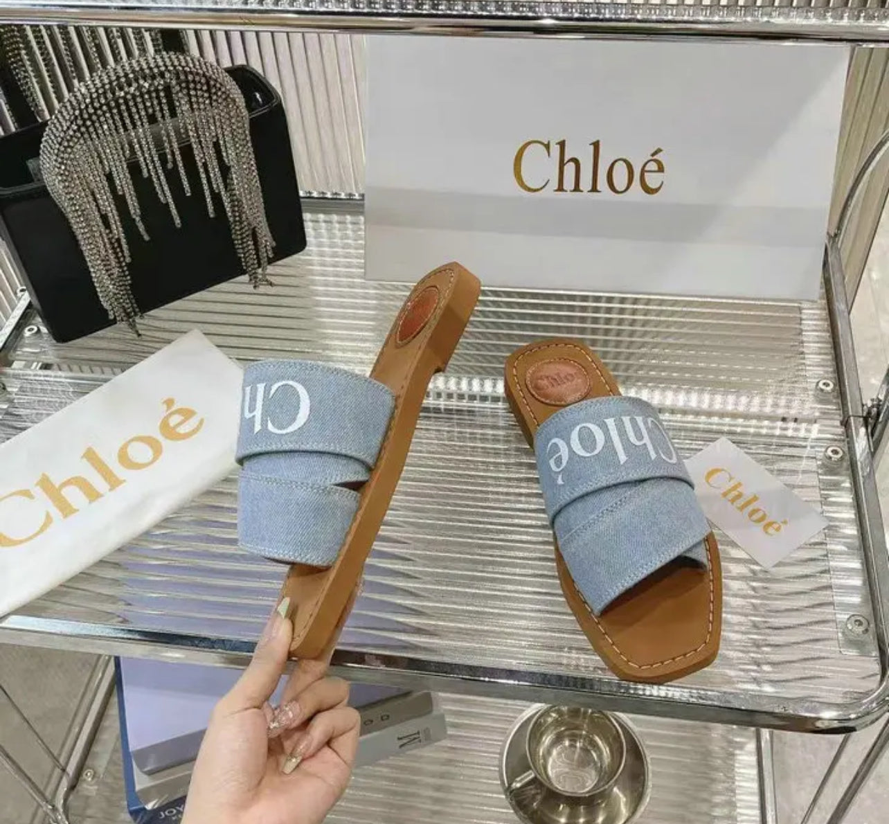Woody Denim Mules
