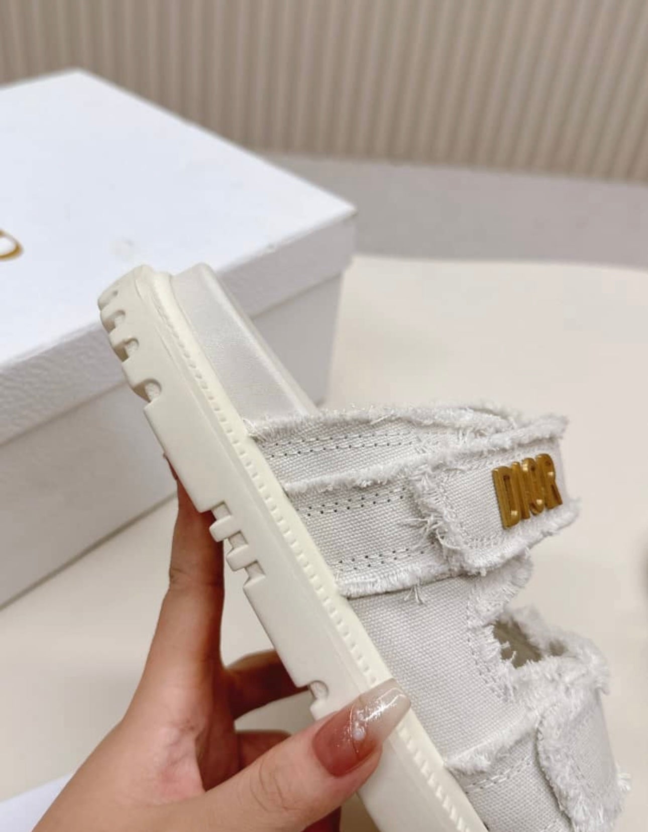 Cream distressed sandals