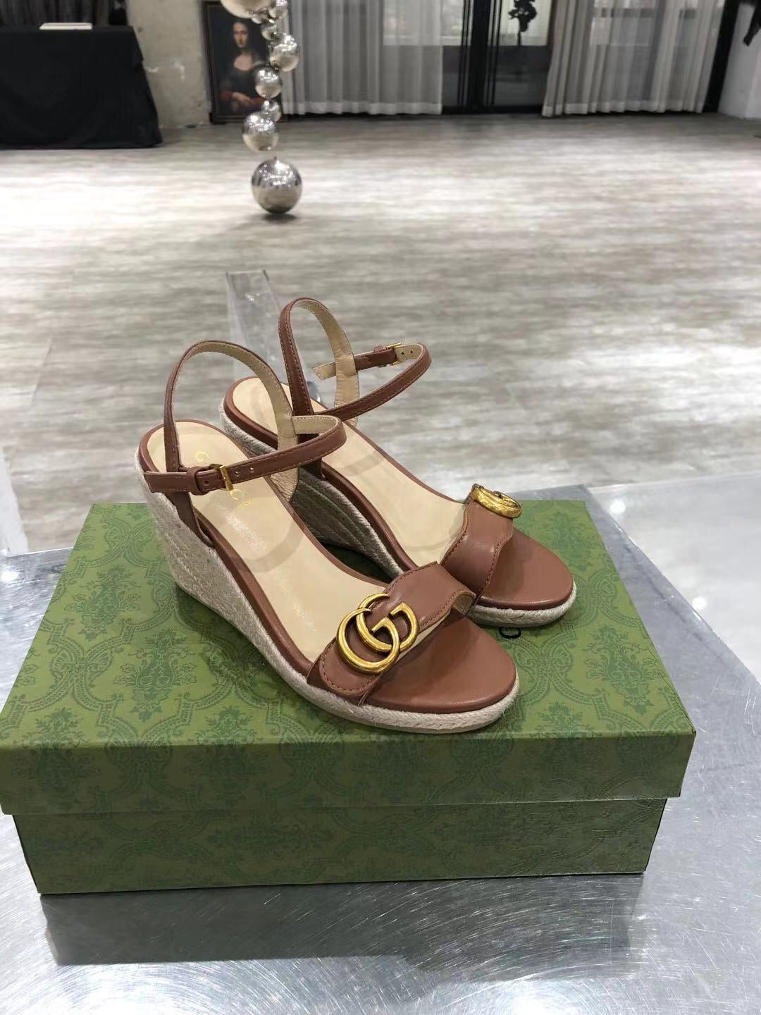 Leather Platform Espadrilles
