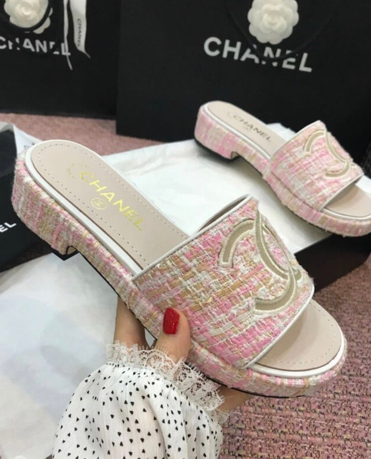 Tweed Sandals