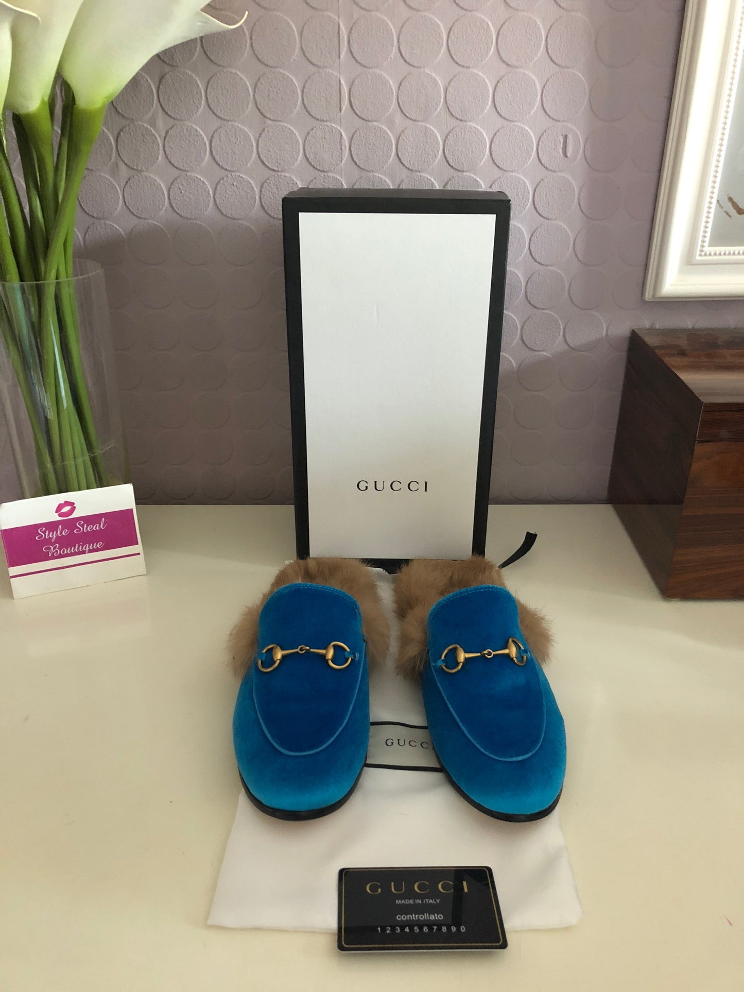 Princetown Velvet Fur Slippers
