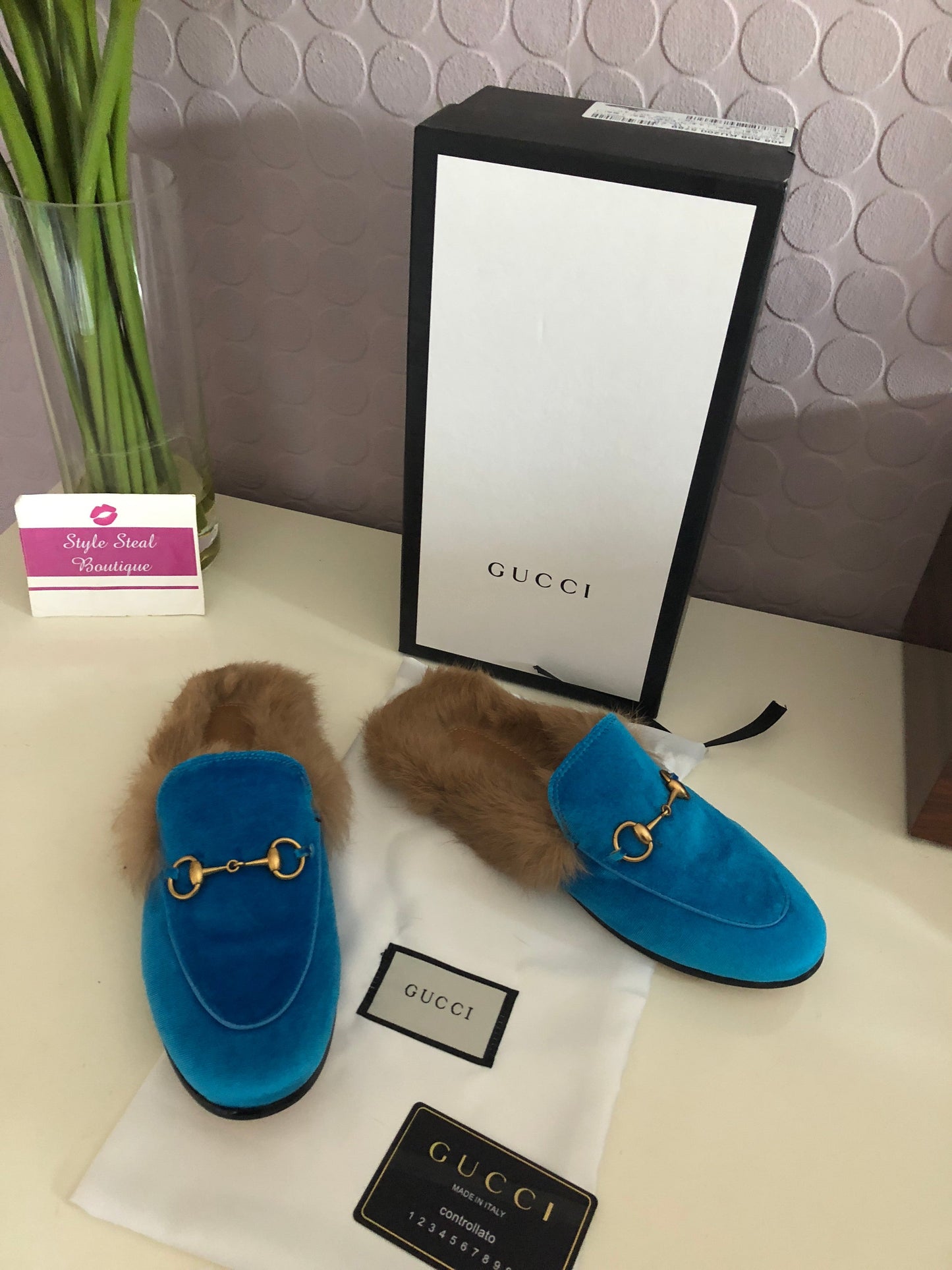 Princetown Velvet Fur Slippers