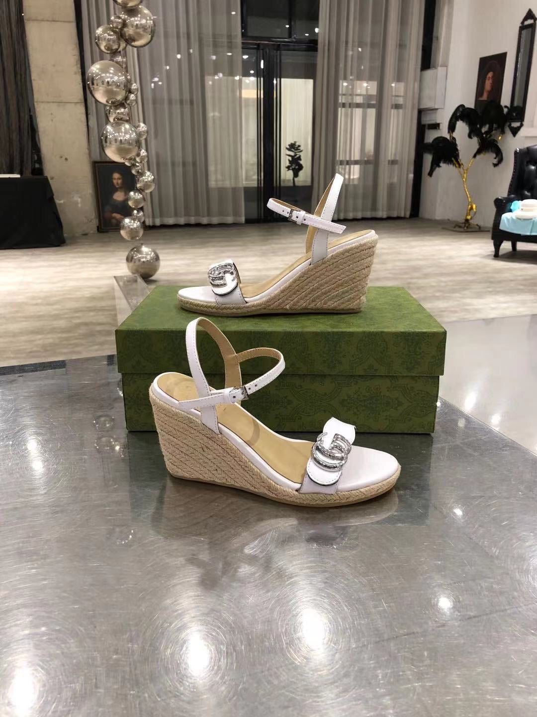 Leather Platform Espadrilles