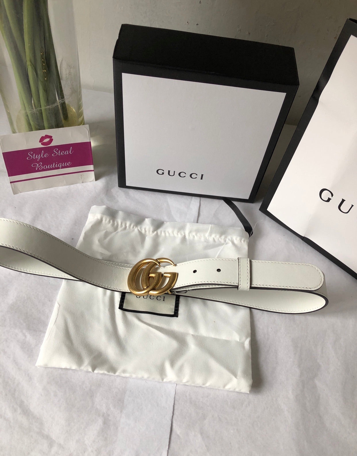 Off White Leather Belt