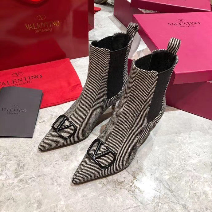 V Logo Ankle Boots