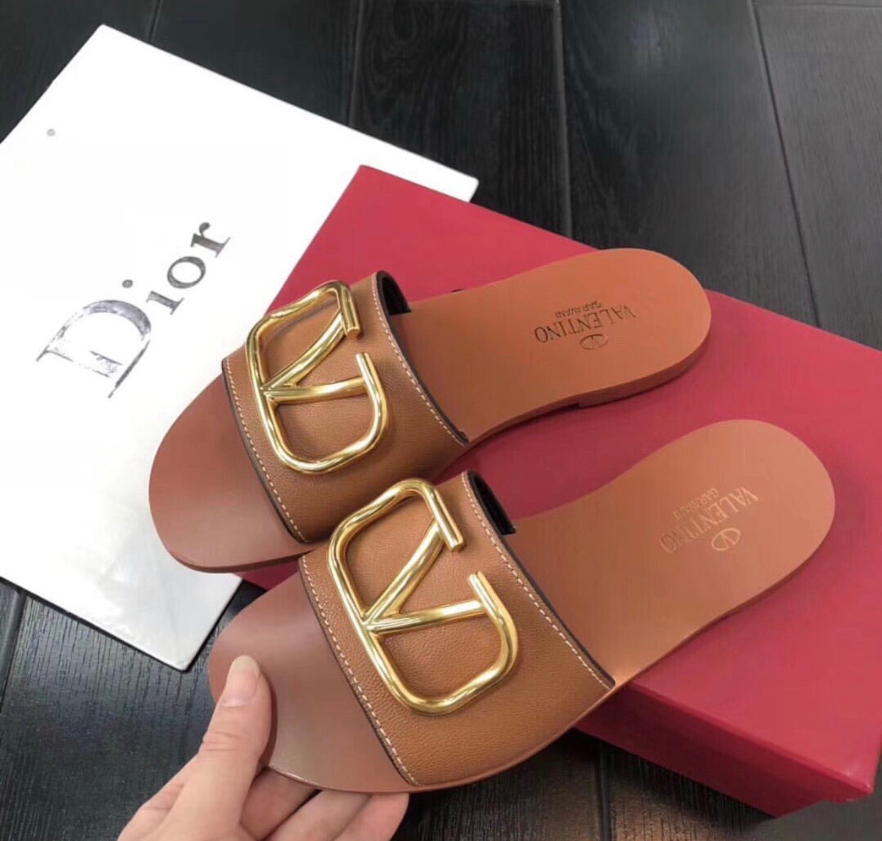 V Logo Sandals
