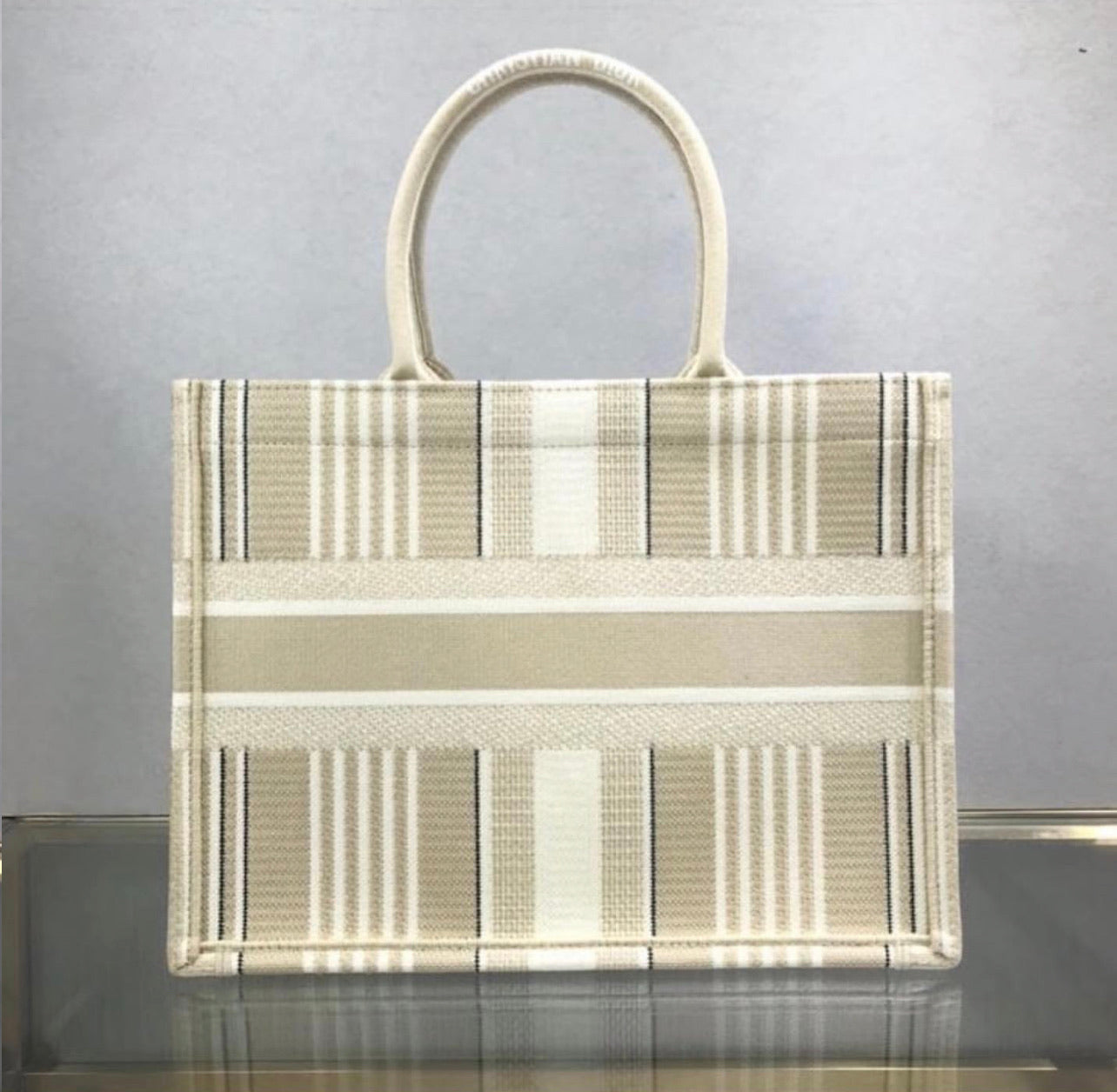 Book Tote Beige Stripes