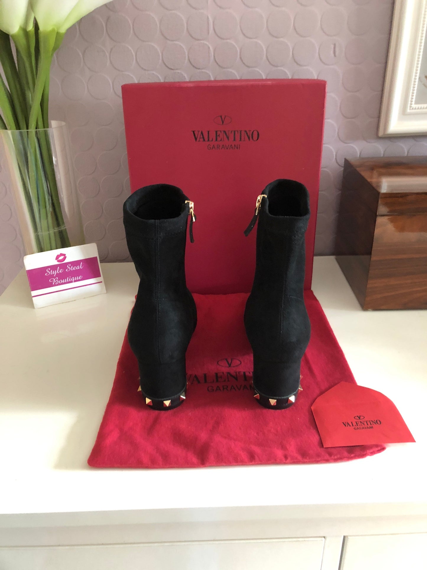 Rockstud Suede Ankle Boots