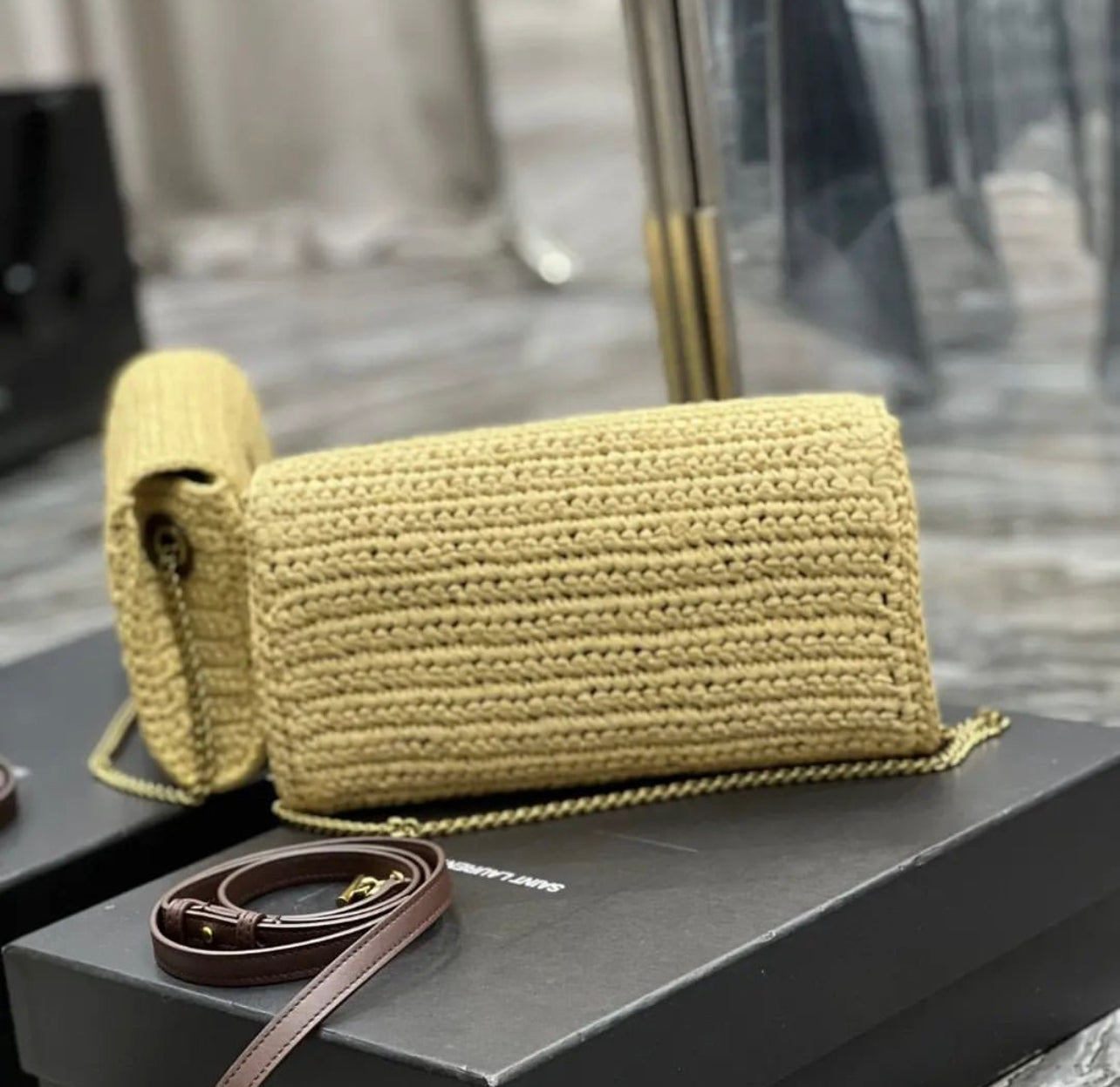 Kate Raffia Tassel Chain Bag