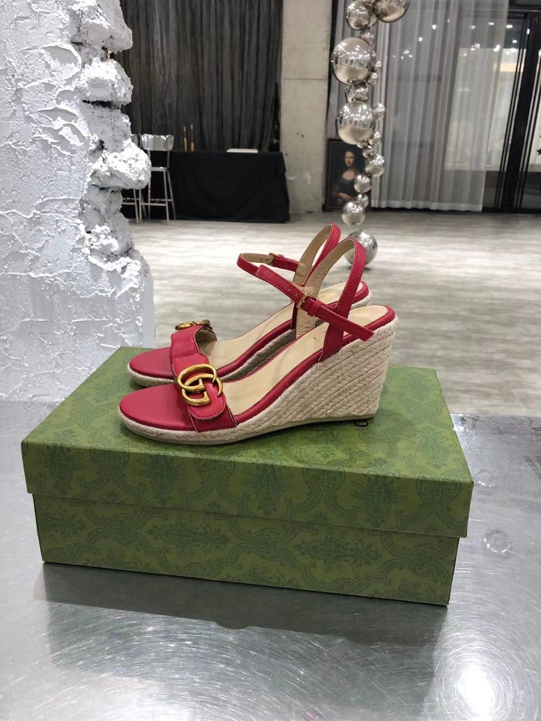 Leather Platform Espadrilles