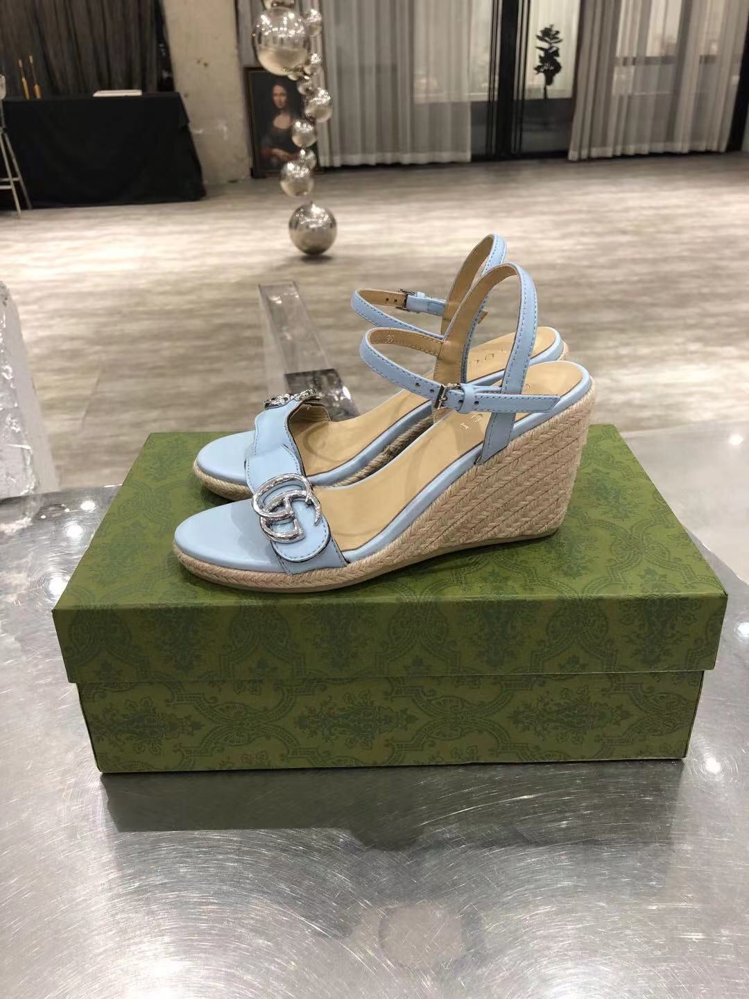 Leather Platform Espadrilles
