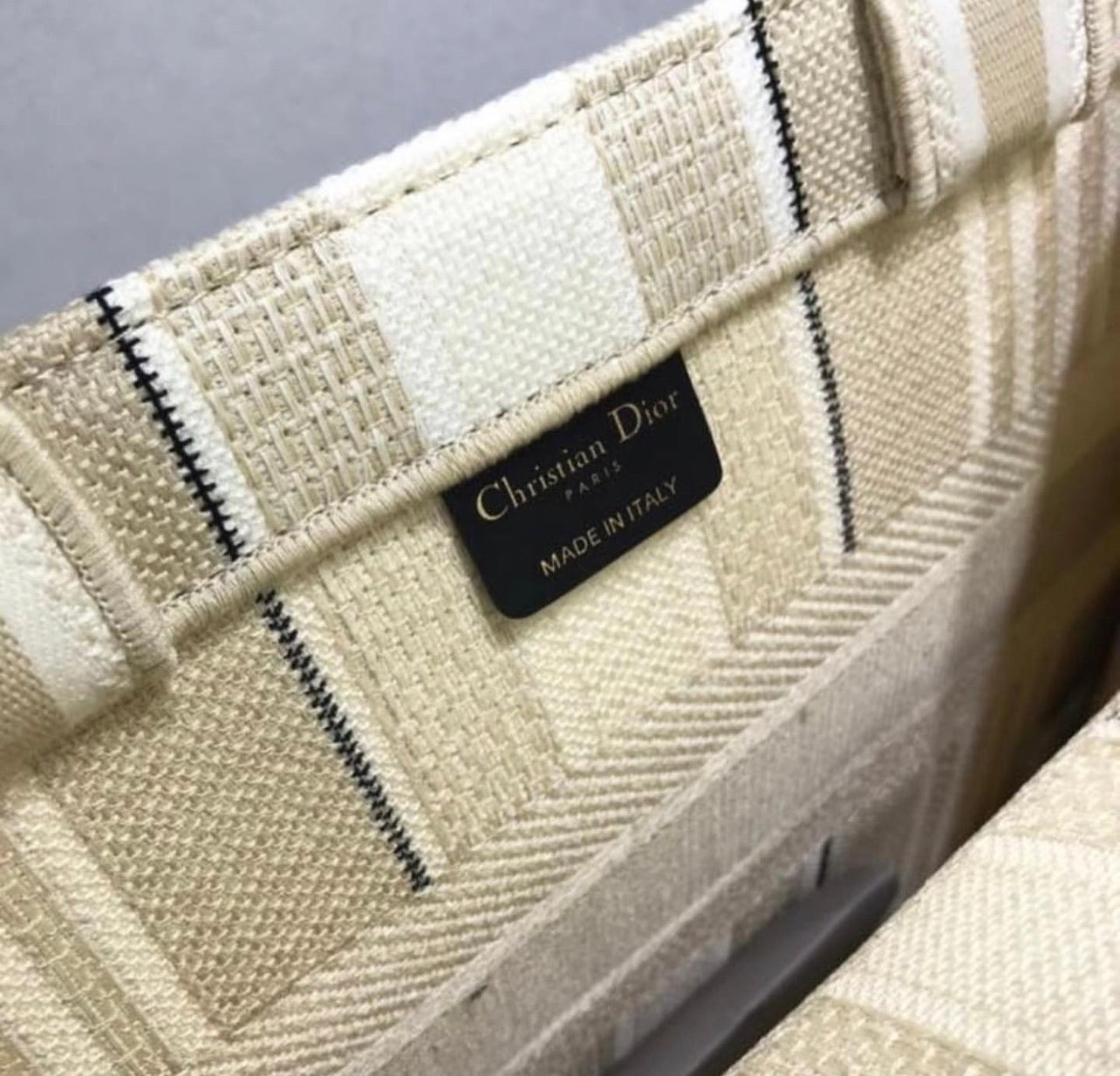 Book Tote Beige Stripes