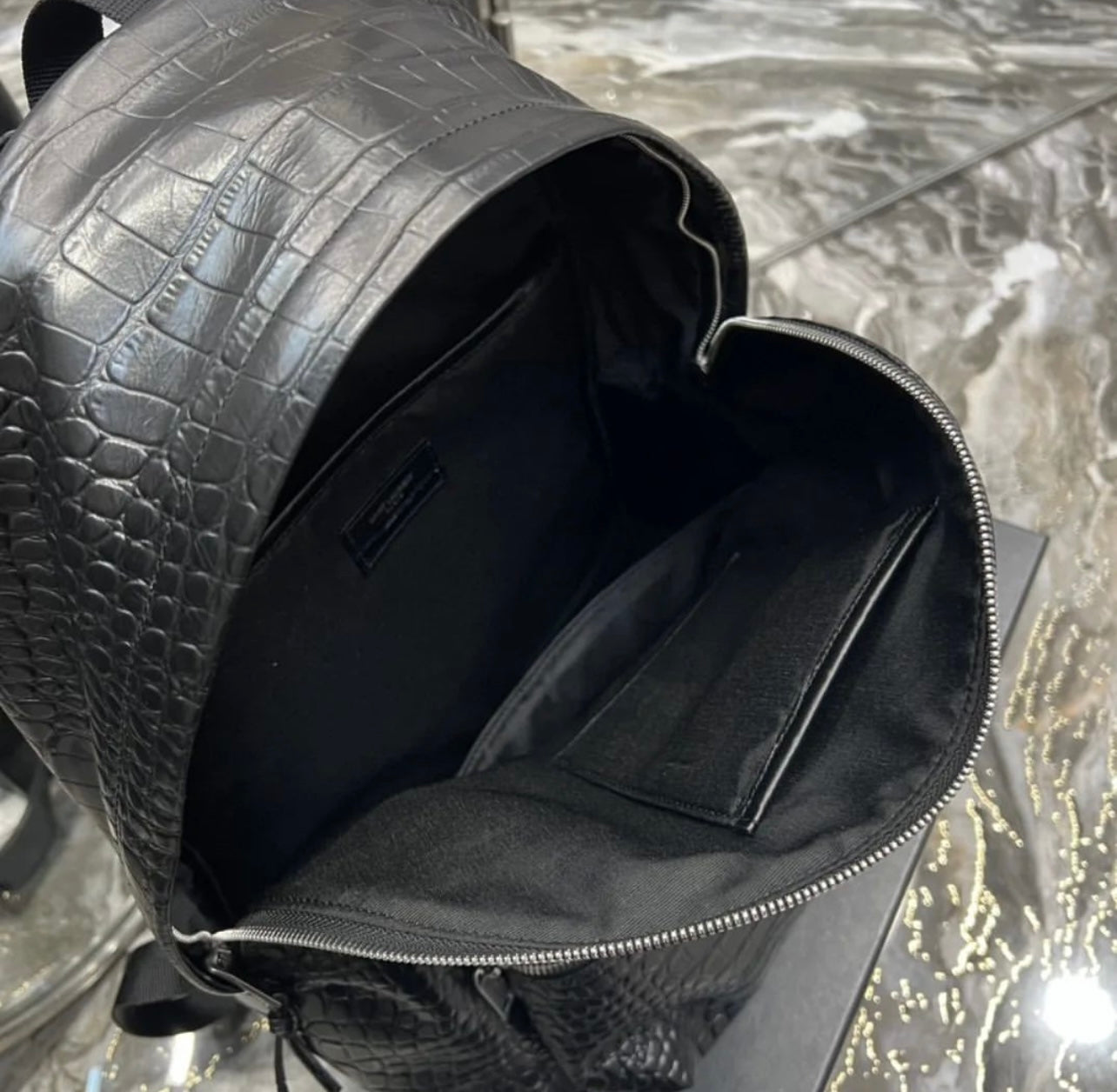 Embossed Leather City Backpack