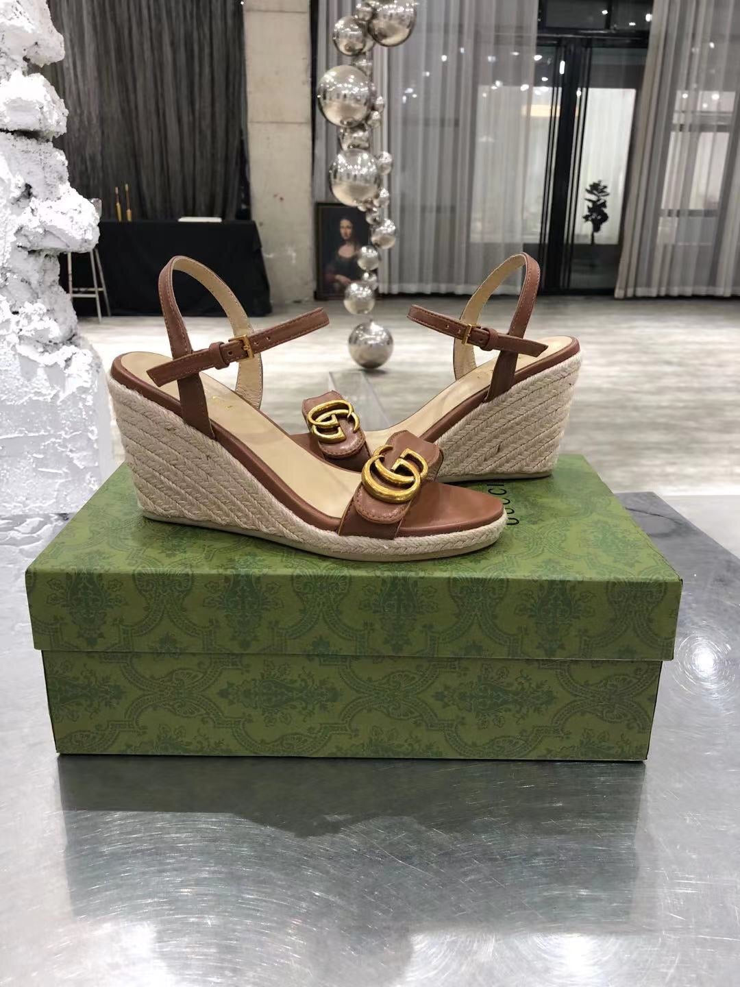 Leather Platform Espadrilles
