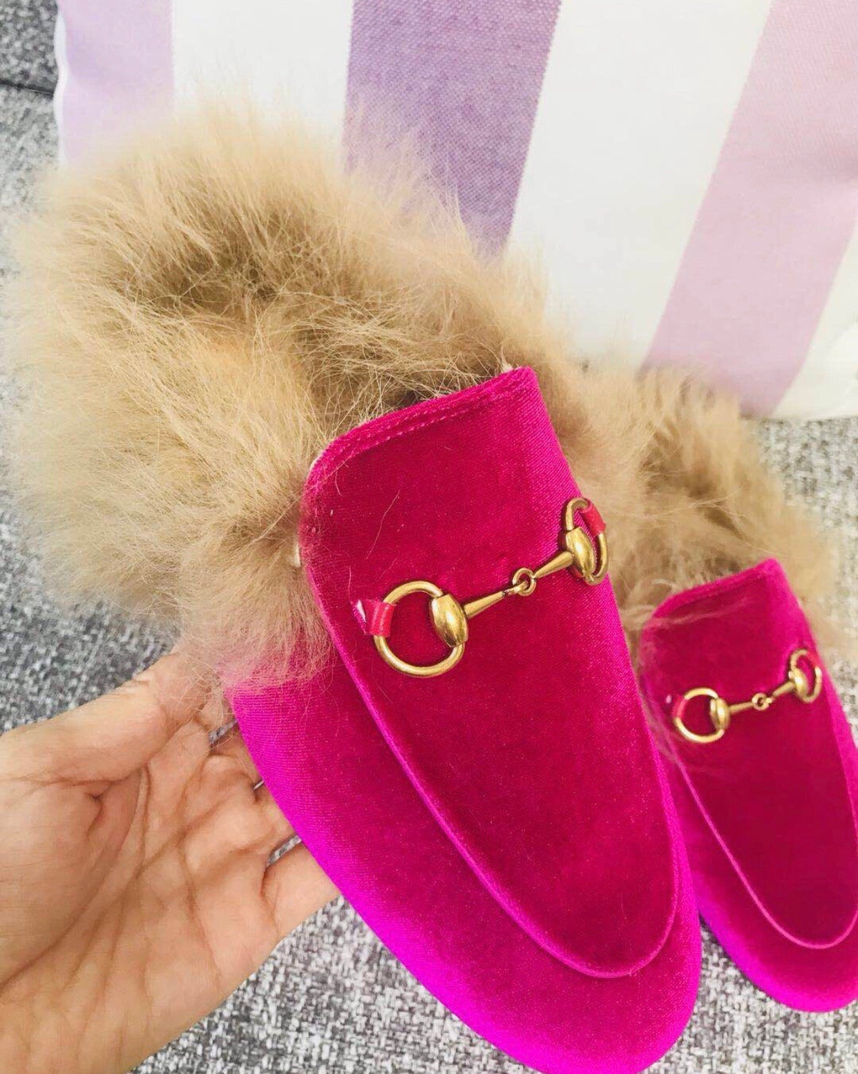 Princetown Velvet Fur Slippers