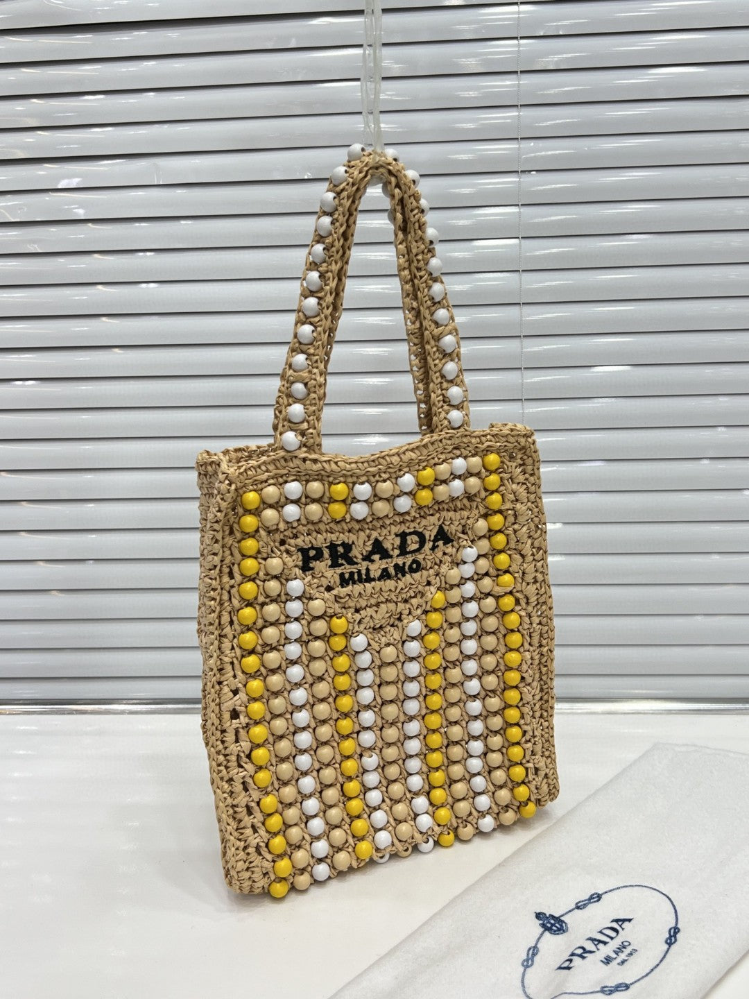 Raffia Wood Tote