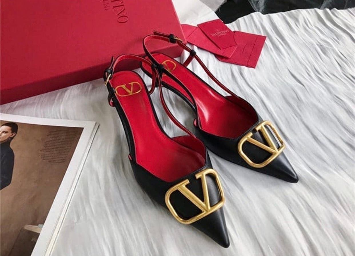 V Logo Slingback 8cm