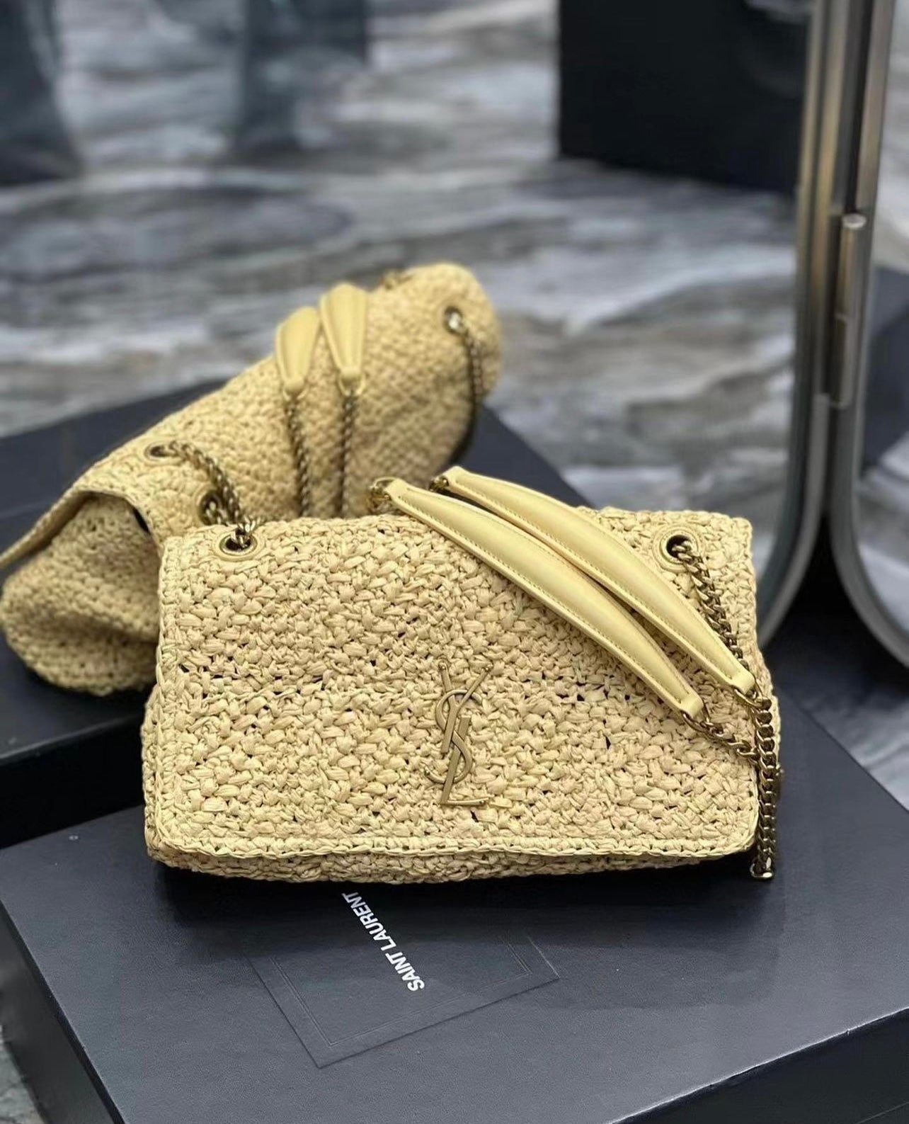 Jamie Raffia Chain Bag