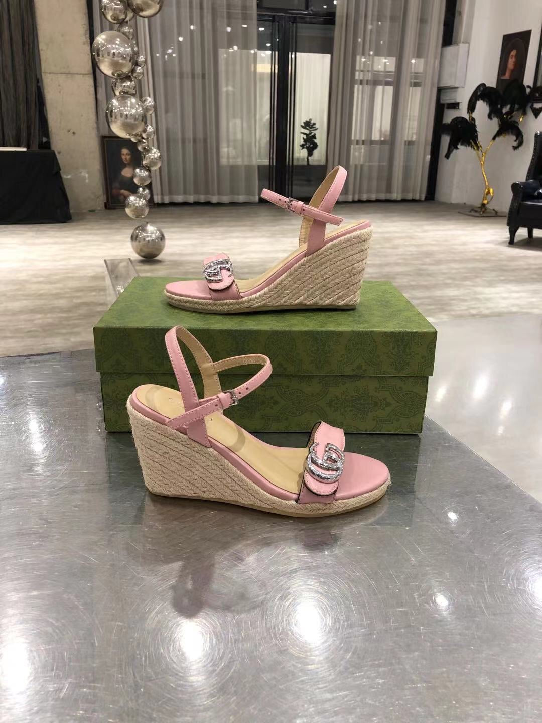 Leather Platform Espadrilles