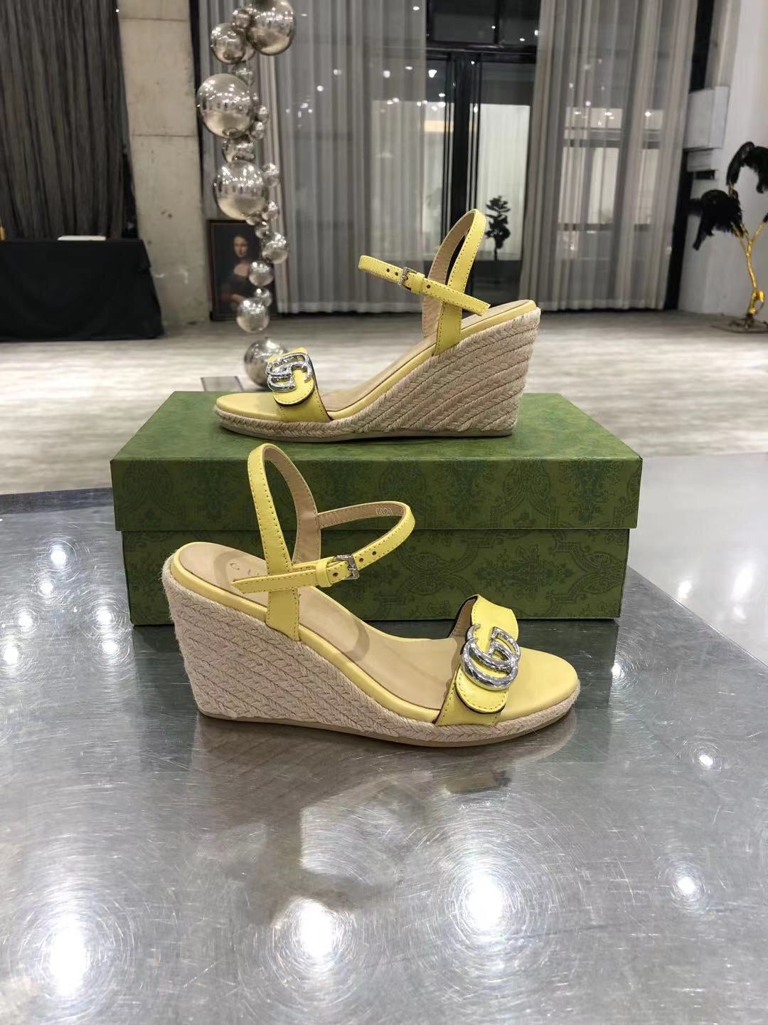 Leather Platform Espadrilles