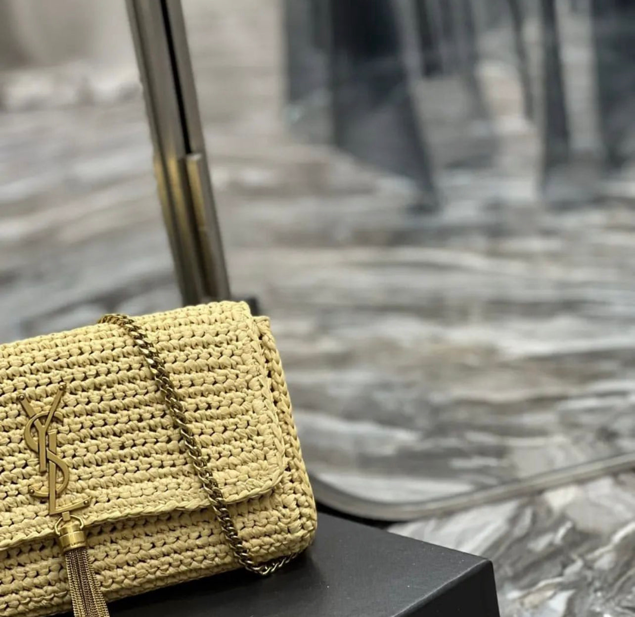 Kate Raffia Tassel Chain Bag
