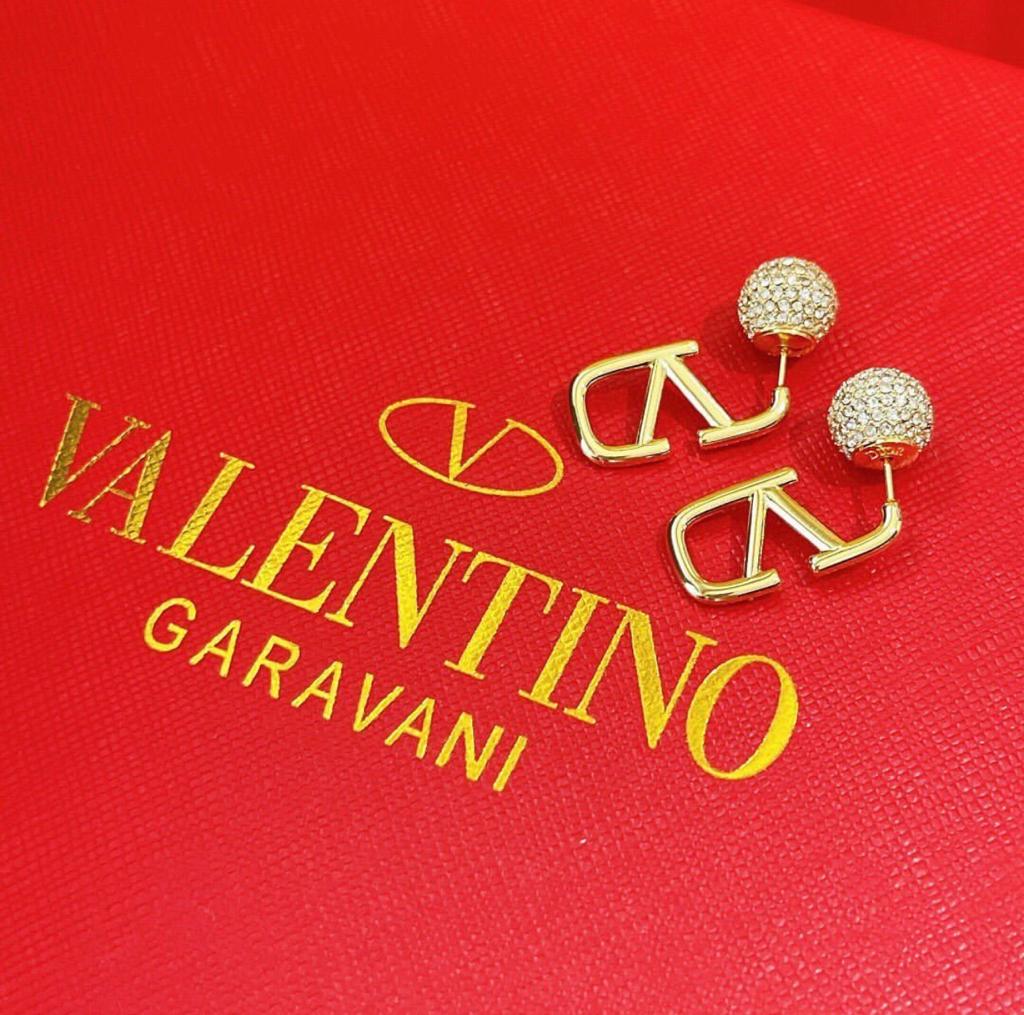 V Logo Stud Earrings