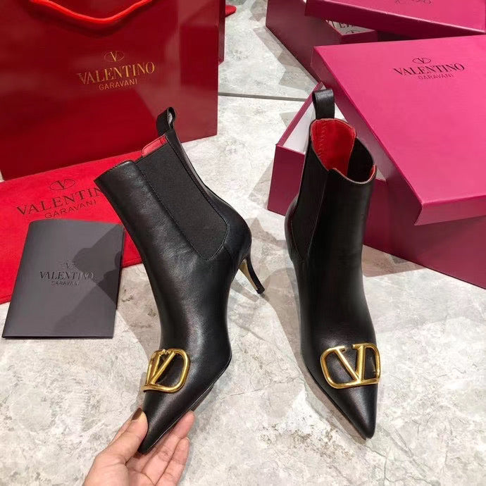 V Logo Ankle Boots
