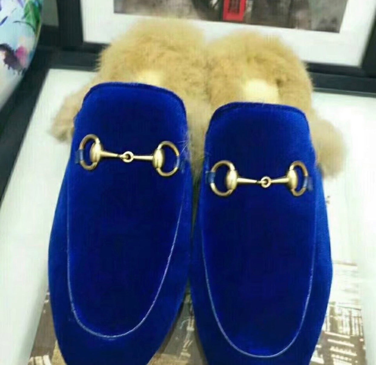 Princetown Velvet Fur Slippers
