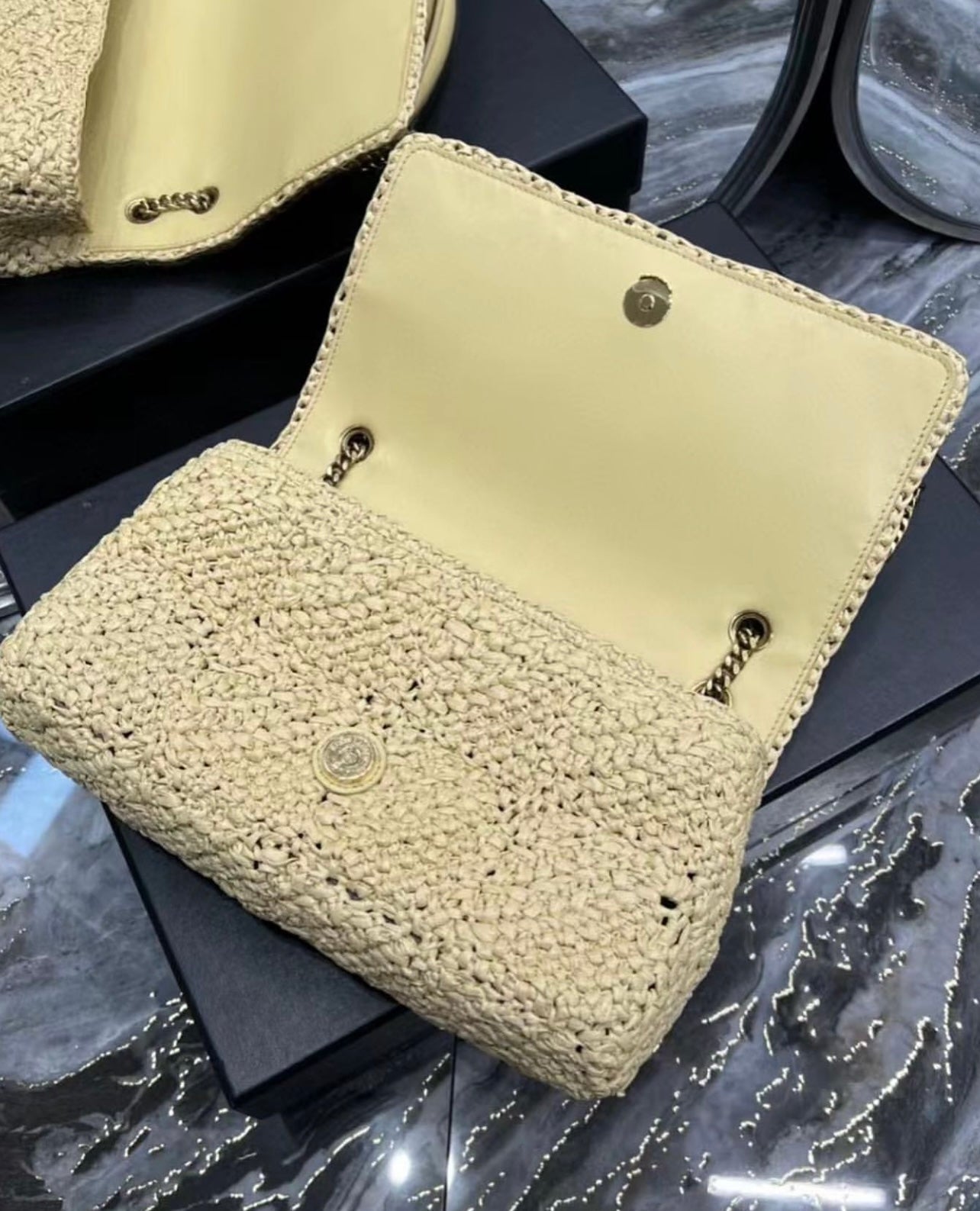 Jamie Raffia Chain Bag