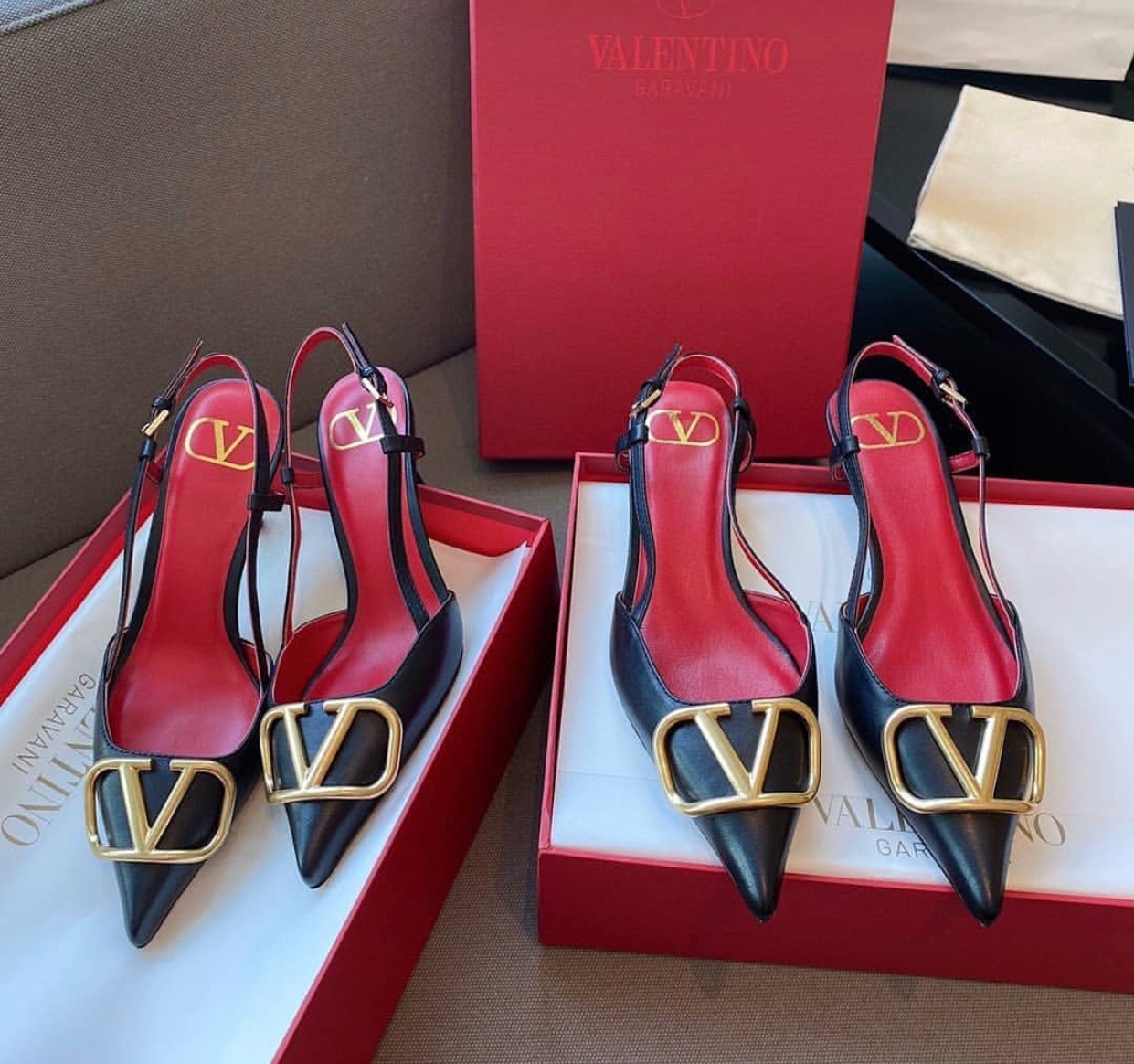 V Logo Slingback 8cm