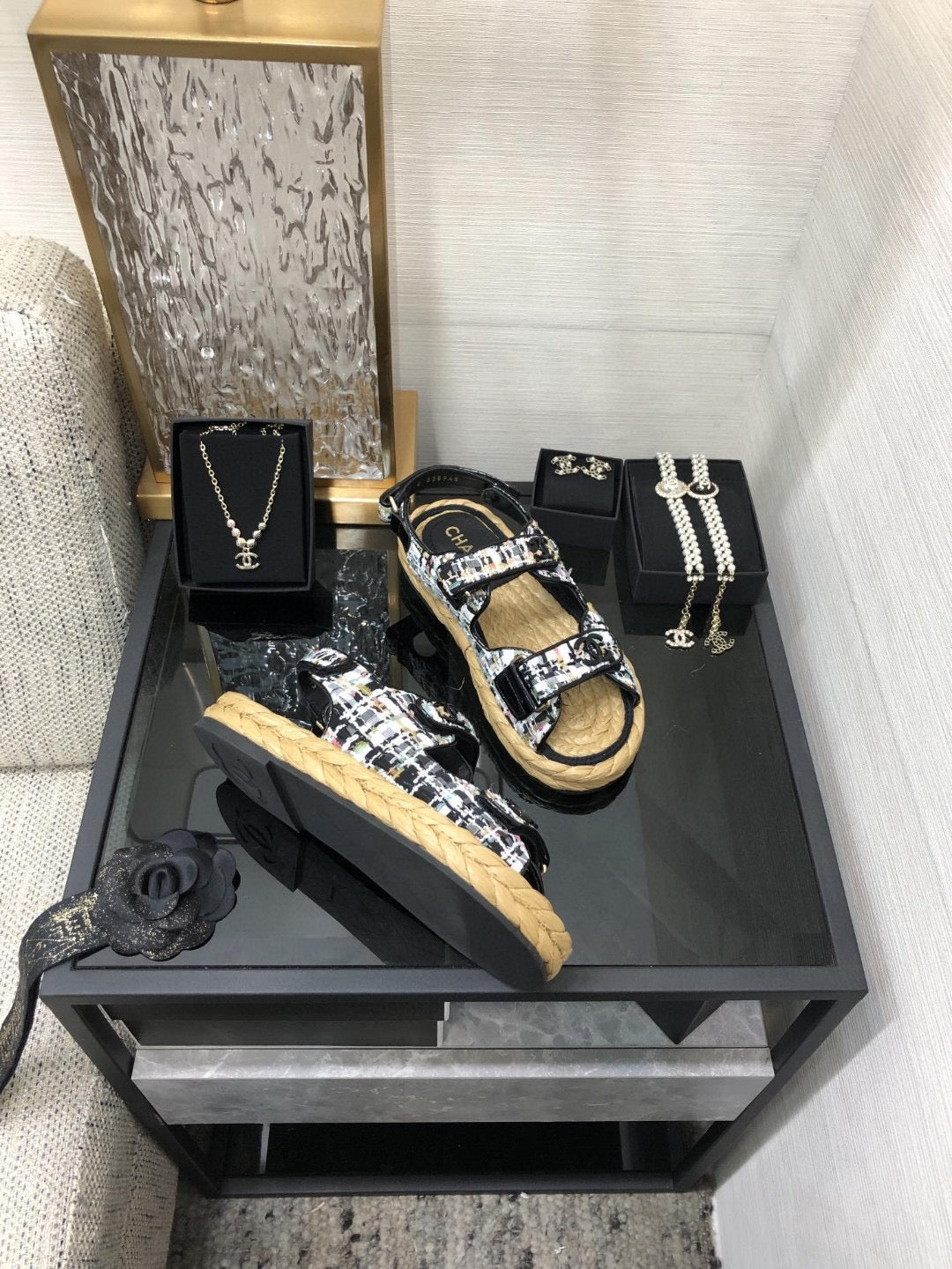 CC Tweed Dad Sandals