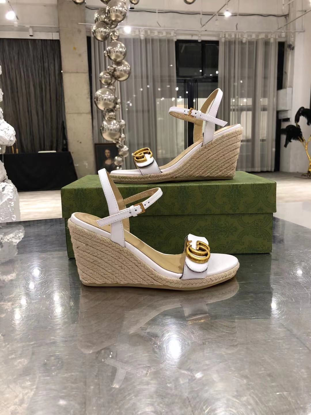Leather Platform Espadrilles