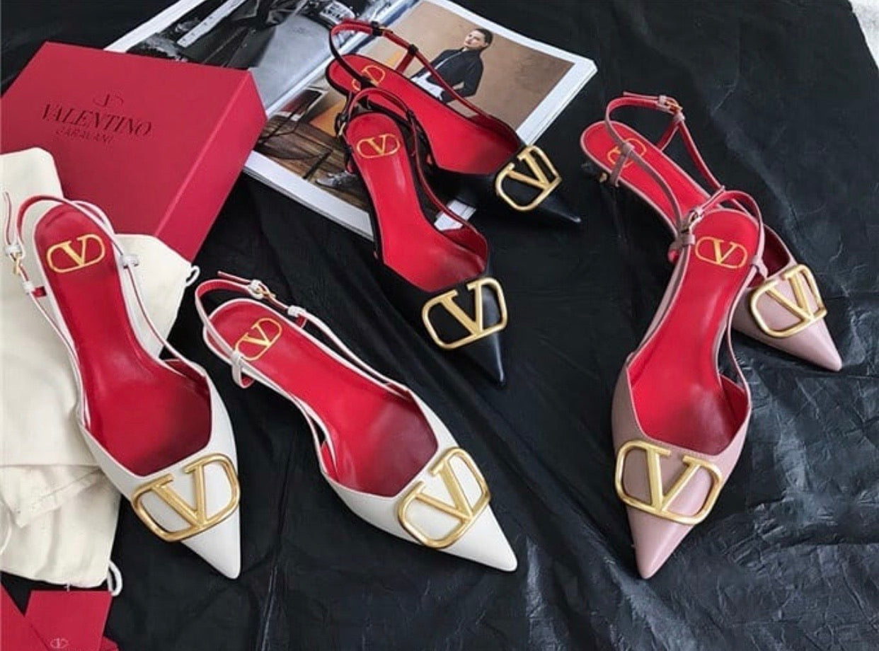 V Logo Slingback 8cm
