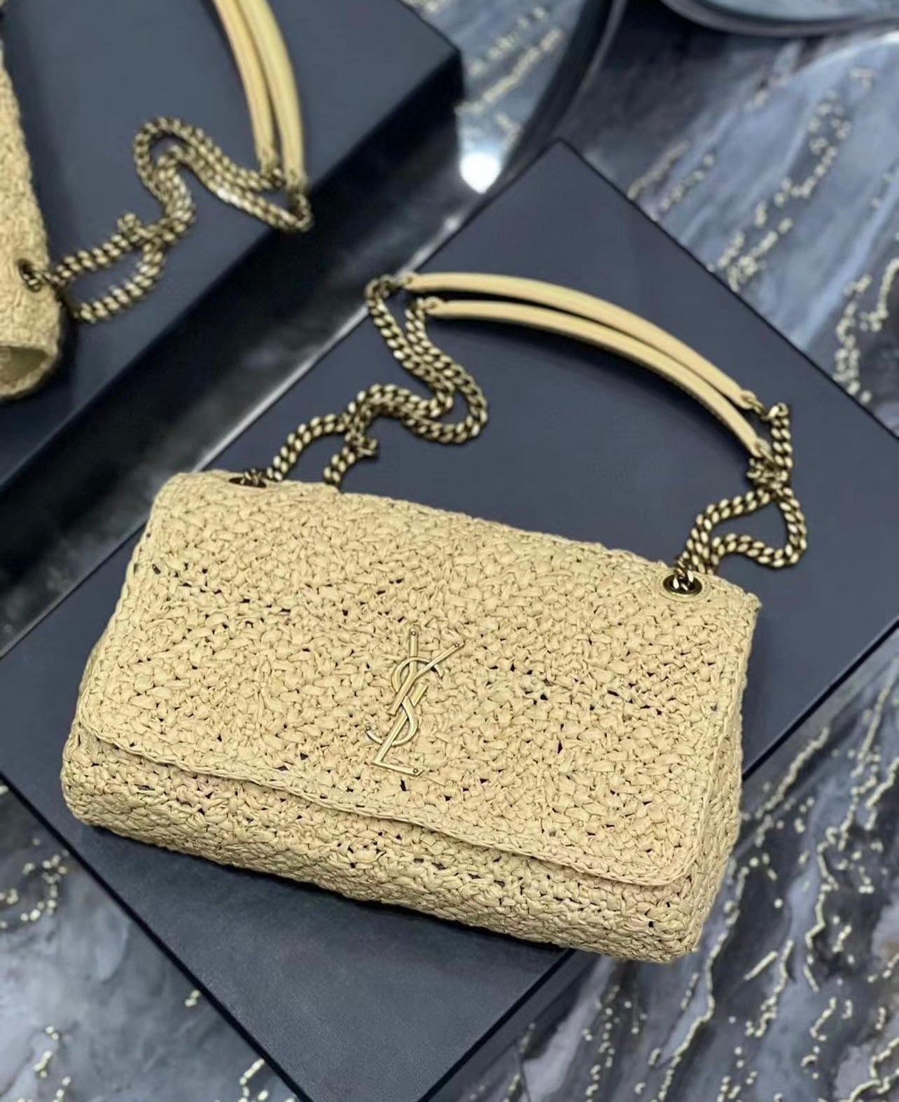Jamie Raffia Chain Bag