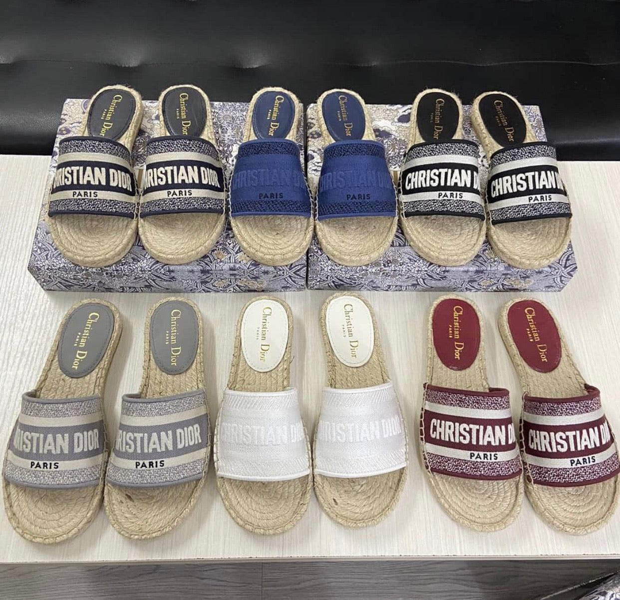 Cotton Espadrille Slides