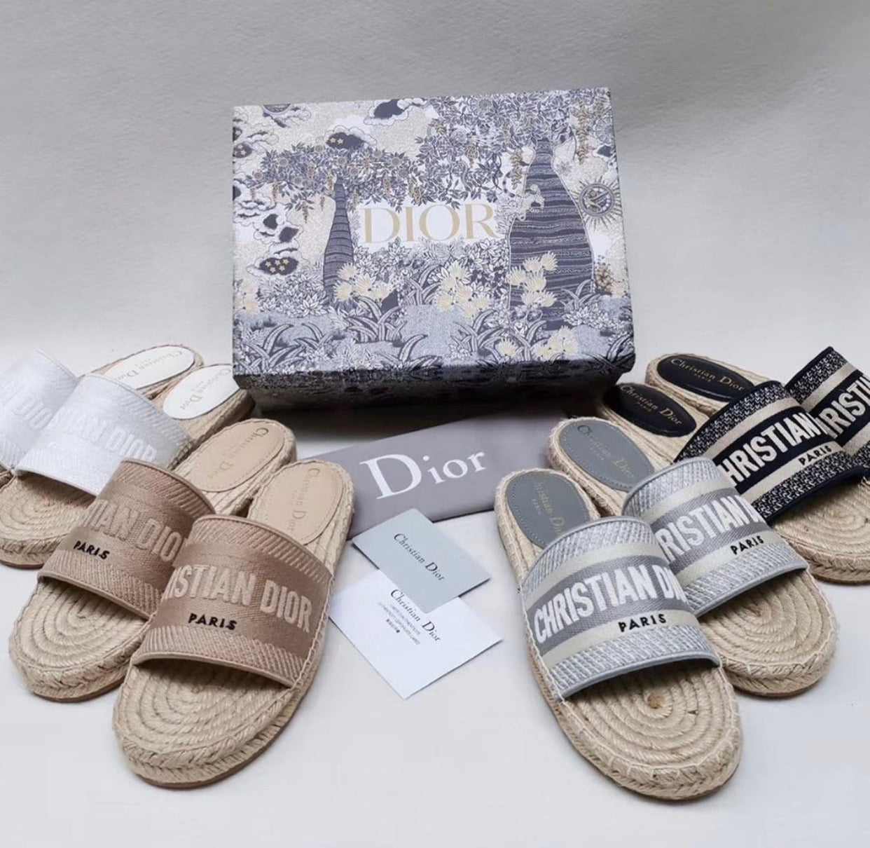 Cotton Espadrille Slides