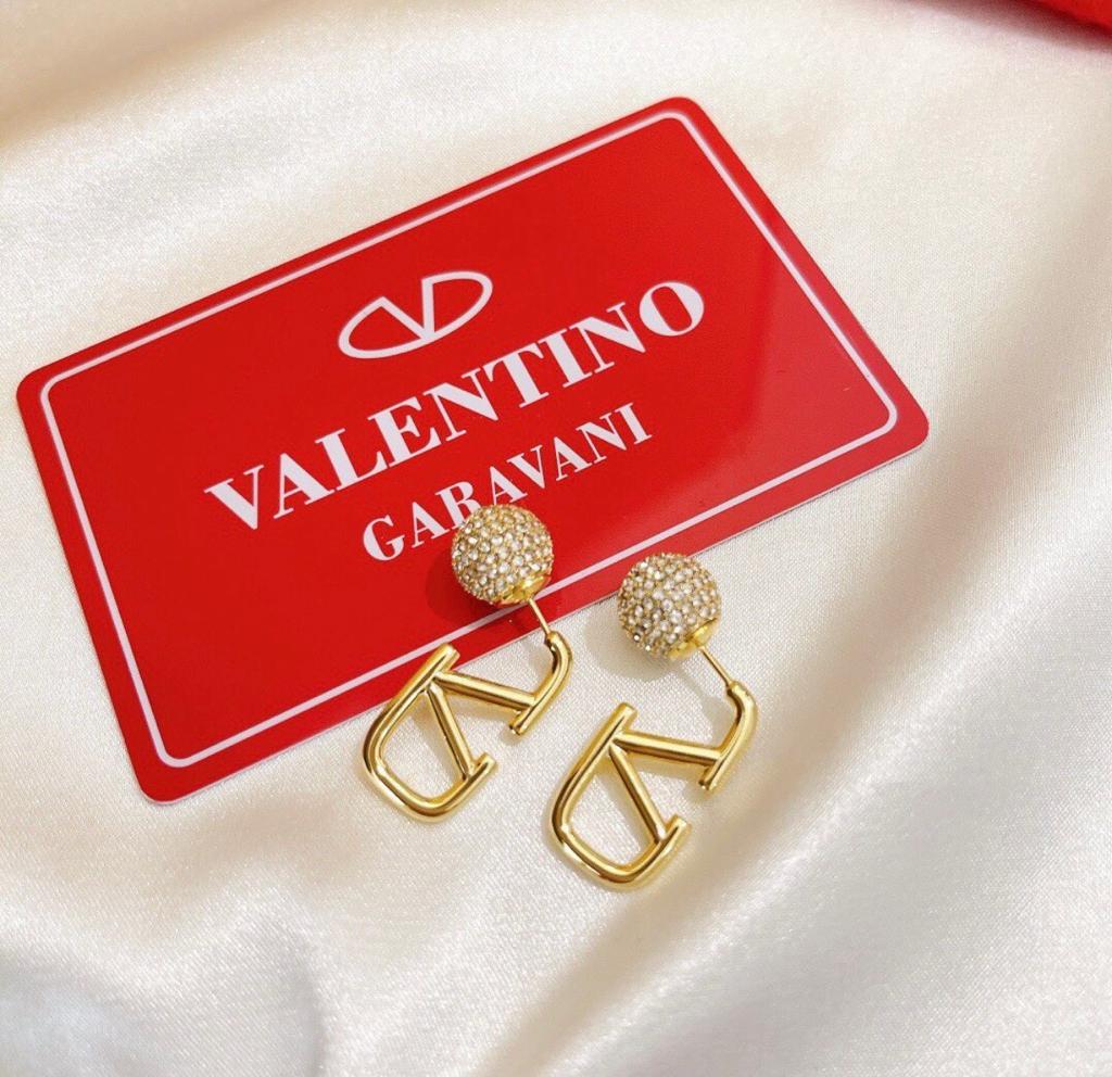 V Logo Stud Earrings