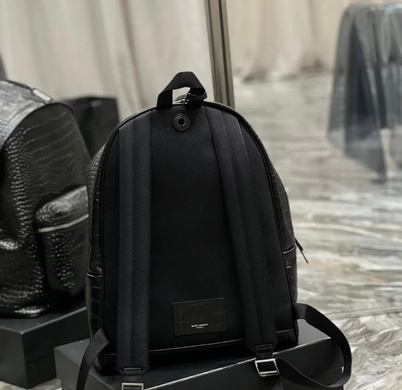 Embossed Leather City Backpack