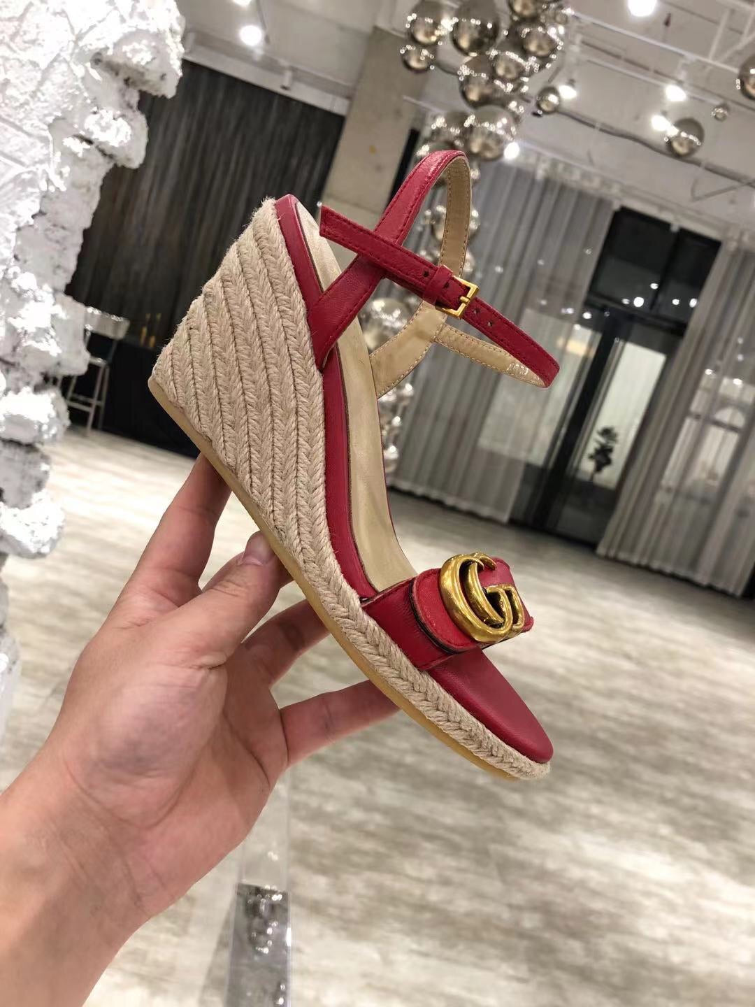 Leather Platform Espadrilles