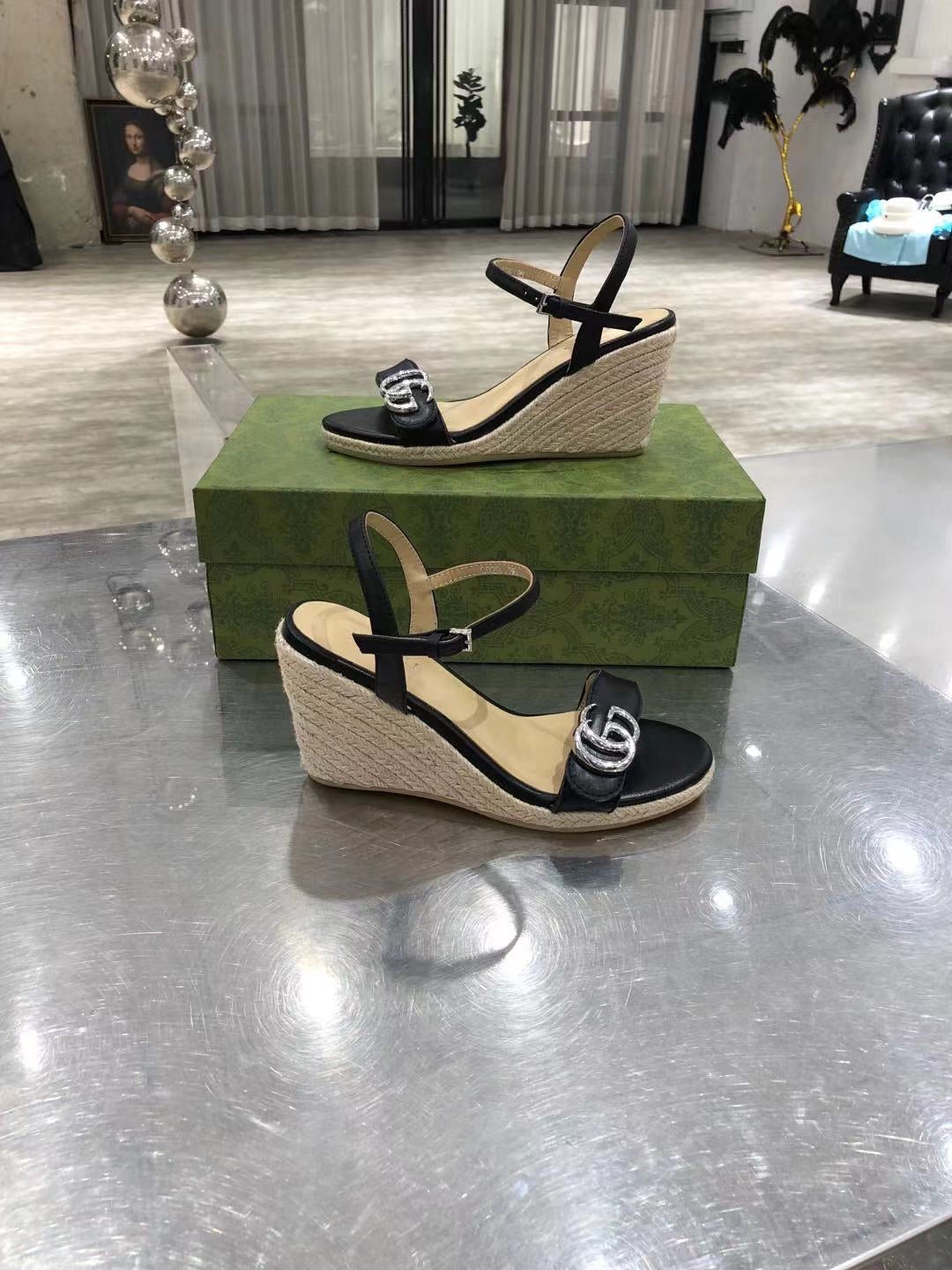 Leather Platform Espadrilles