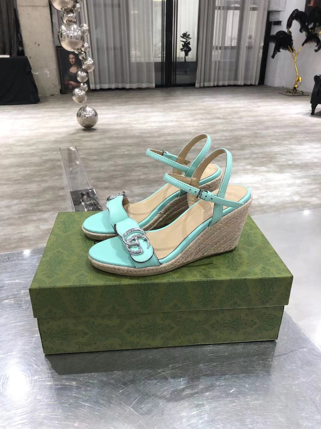 Leather Platform Espadrilles