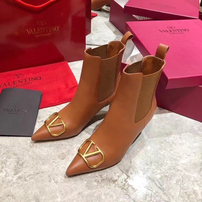 V Logo Ankle Boots